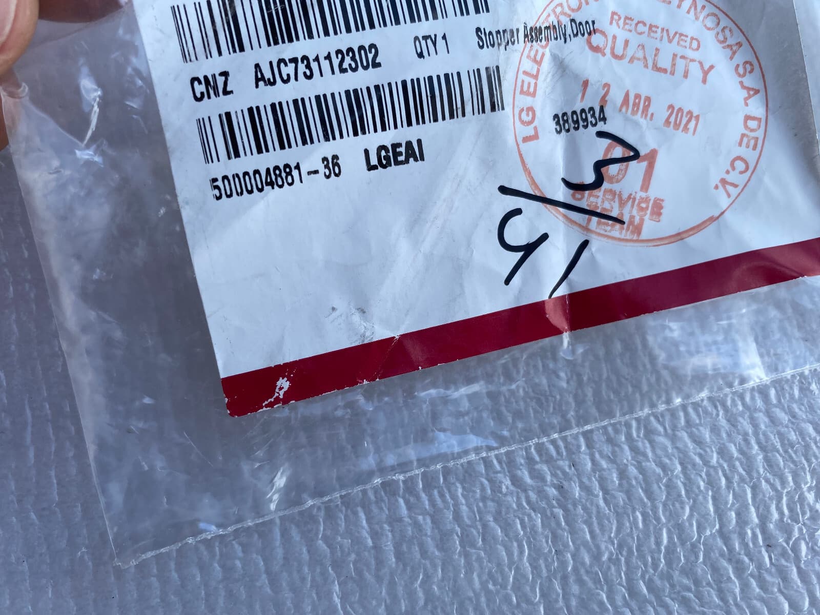 New Genuine LG Stopper Assembly Door AJC73112302 — thumbnail 2