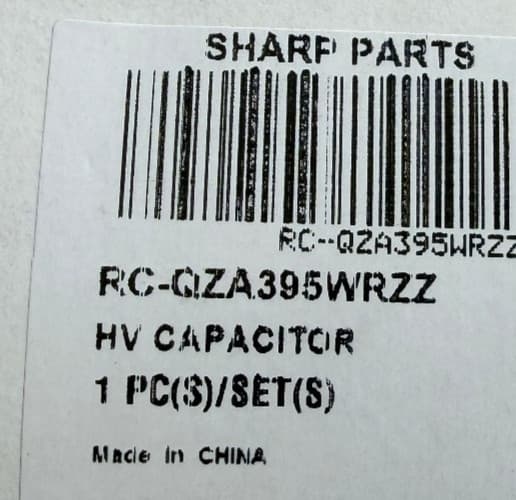 RC-QZA395WRZZ  OEM Sharp High Voltage Capacitor New Genuine — thumbnail 4