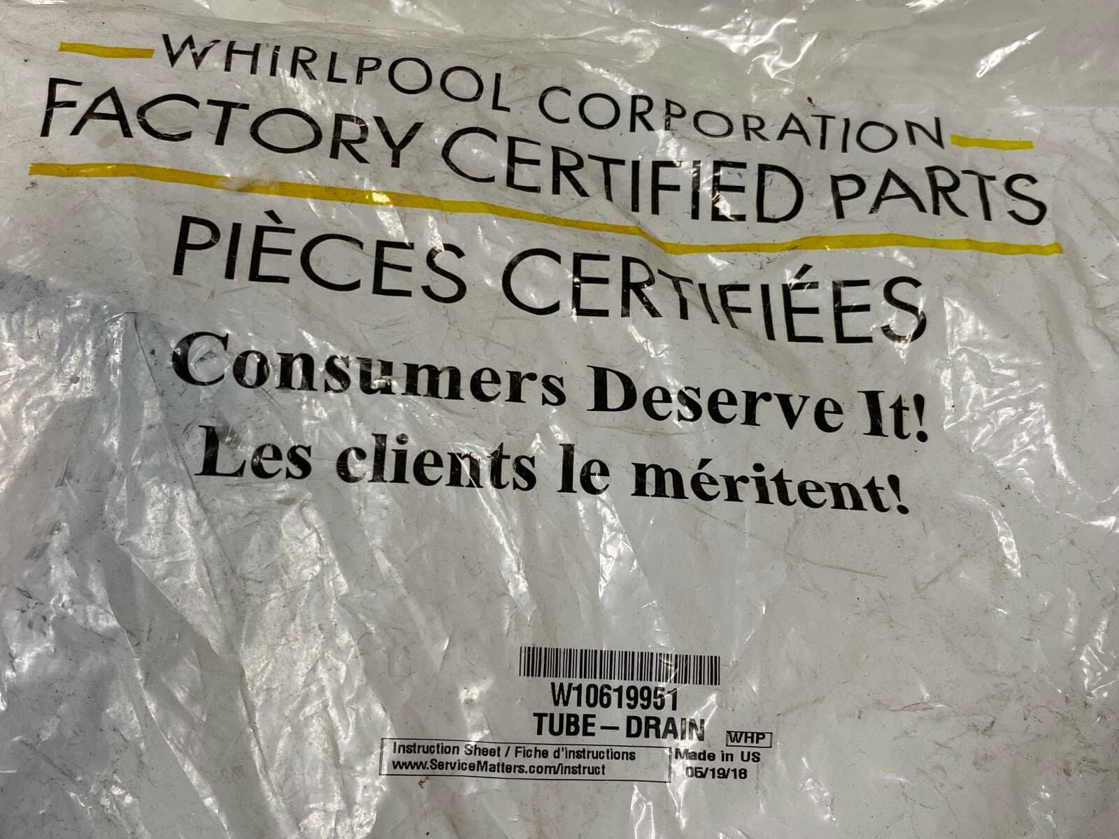 NEW Genuine Whirlpool Refrigerator Drain Tube KBFS25EVMS W10619951 — thumbnail 4