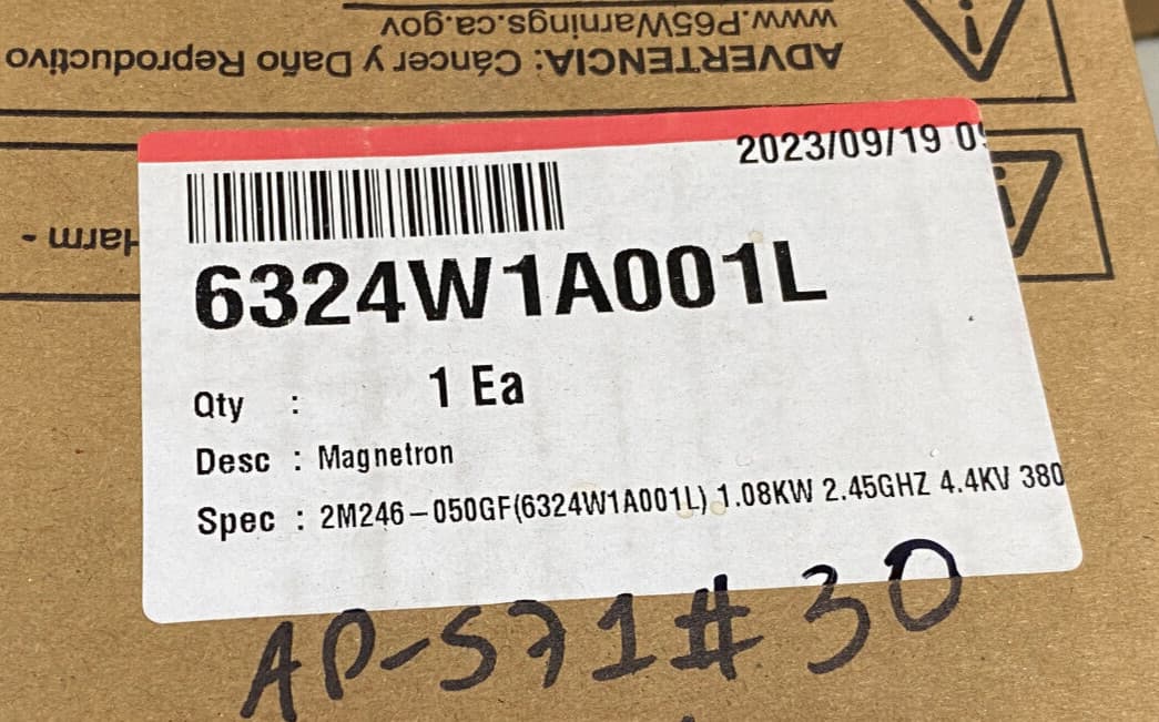 Genuine OEM LG Microwave Oven Magnetron 6324W1A001L — thumbnail 4