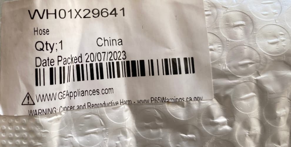 WH01X29641  OEM GE  Washer Door Glass Hose New Genuine — thumbnail 2