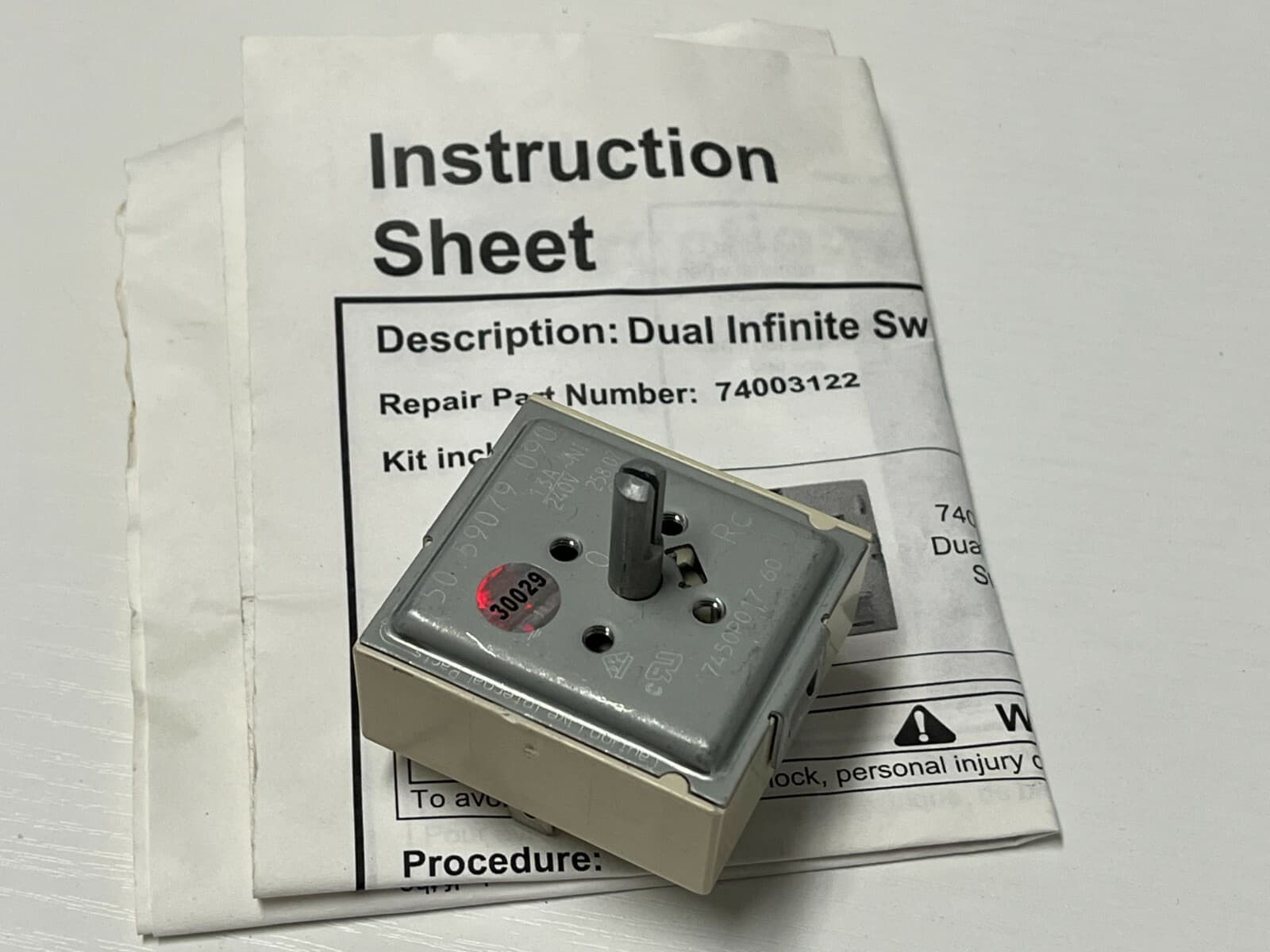 Genuine OEM Whirlpool Range Switch, Infinite 74003122 — thumbnail 4