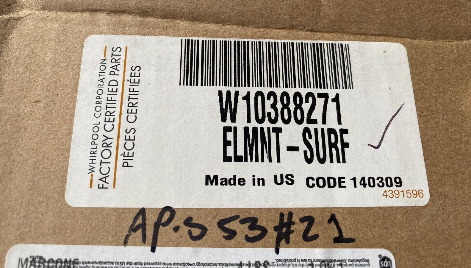 New Genuine Whirlpool Surface Element W10388271 — thumbnail 4
