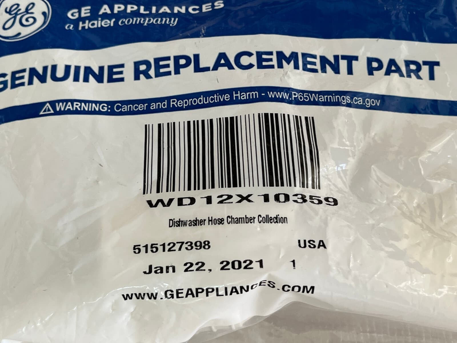 New Genuine GE Hose Collection Chamber WD12X10359 — thumbnail 3