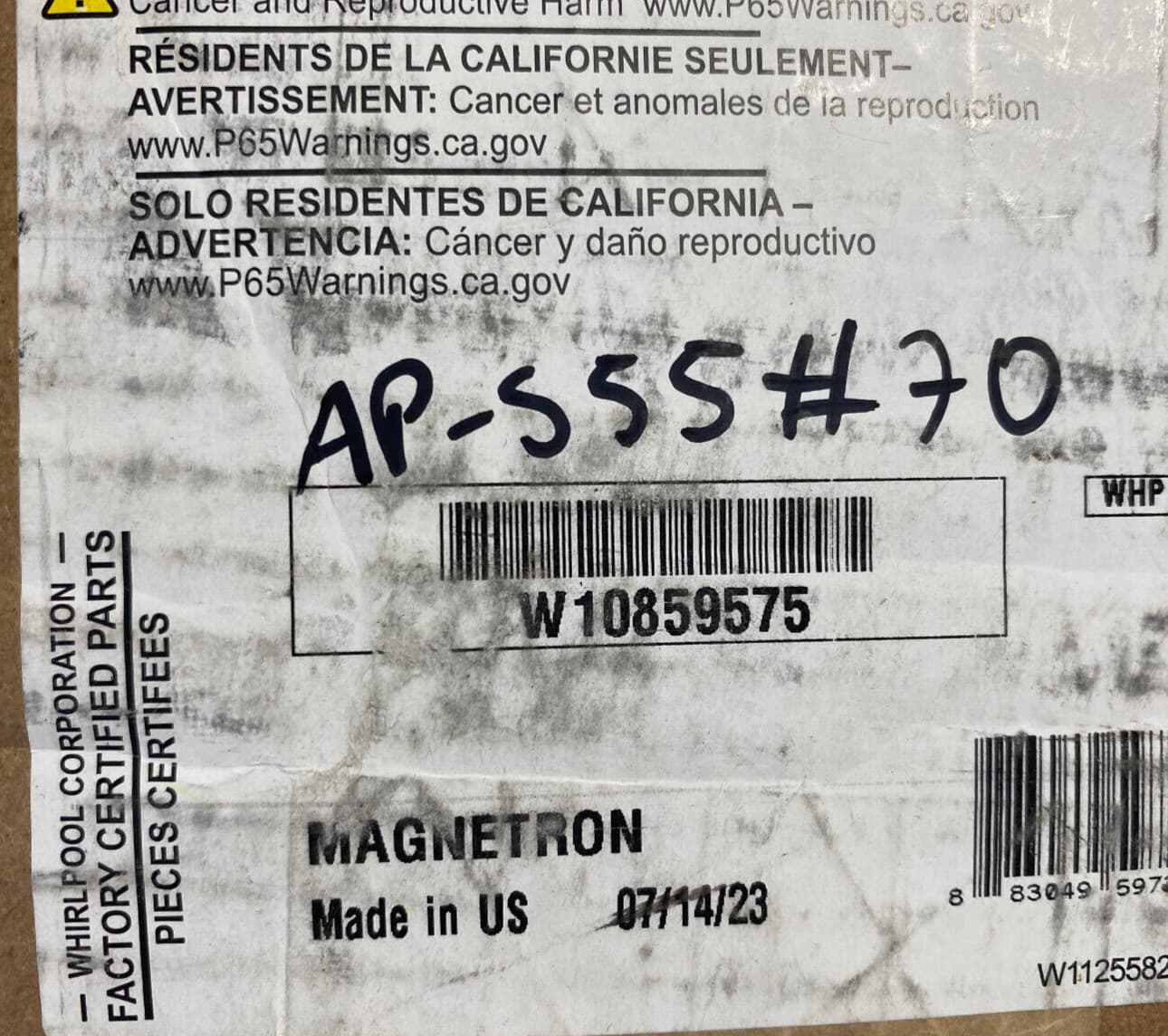 New Genuine OEM Whirlpool Microwave Magnetron W10859575 — thumbnail 5
