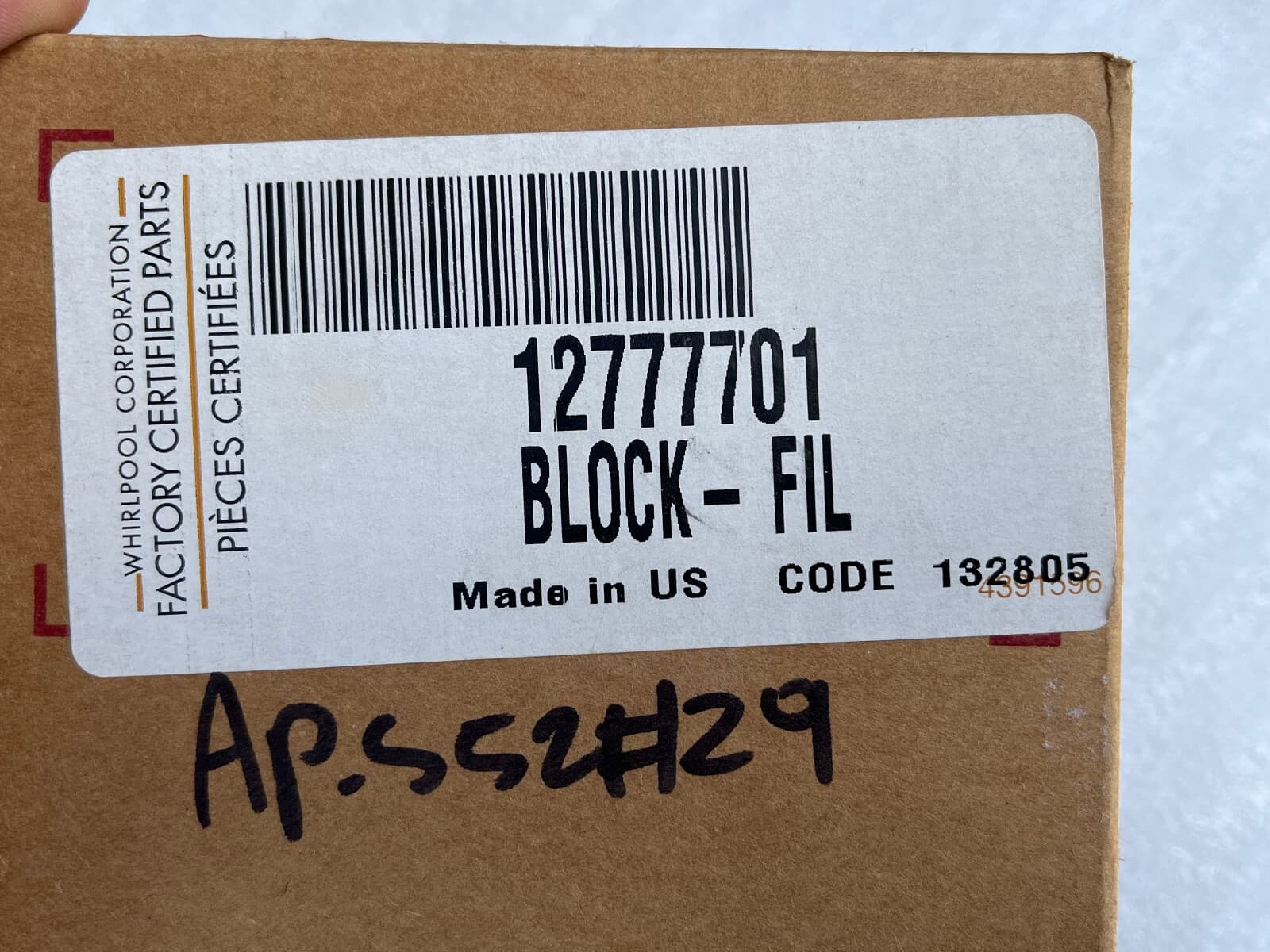 12777701  New Genuine Whirlpool  Block-Fil — thumbnail 2