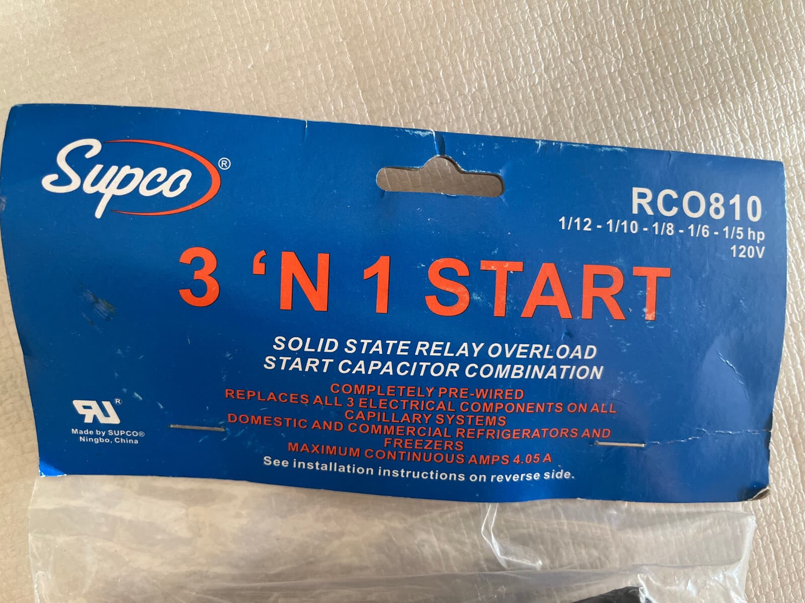 New Genuine  Supco Refrigerator Relay Capacitor Overload RC0810 3-in-1 — thumbnail 4