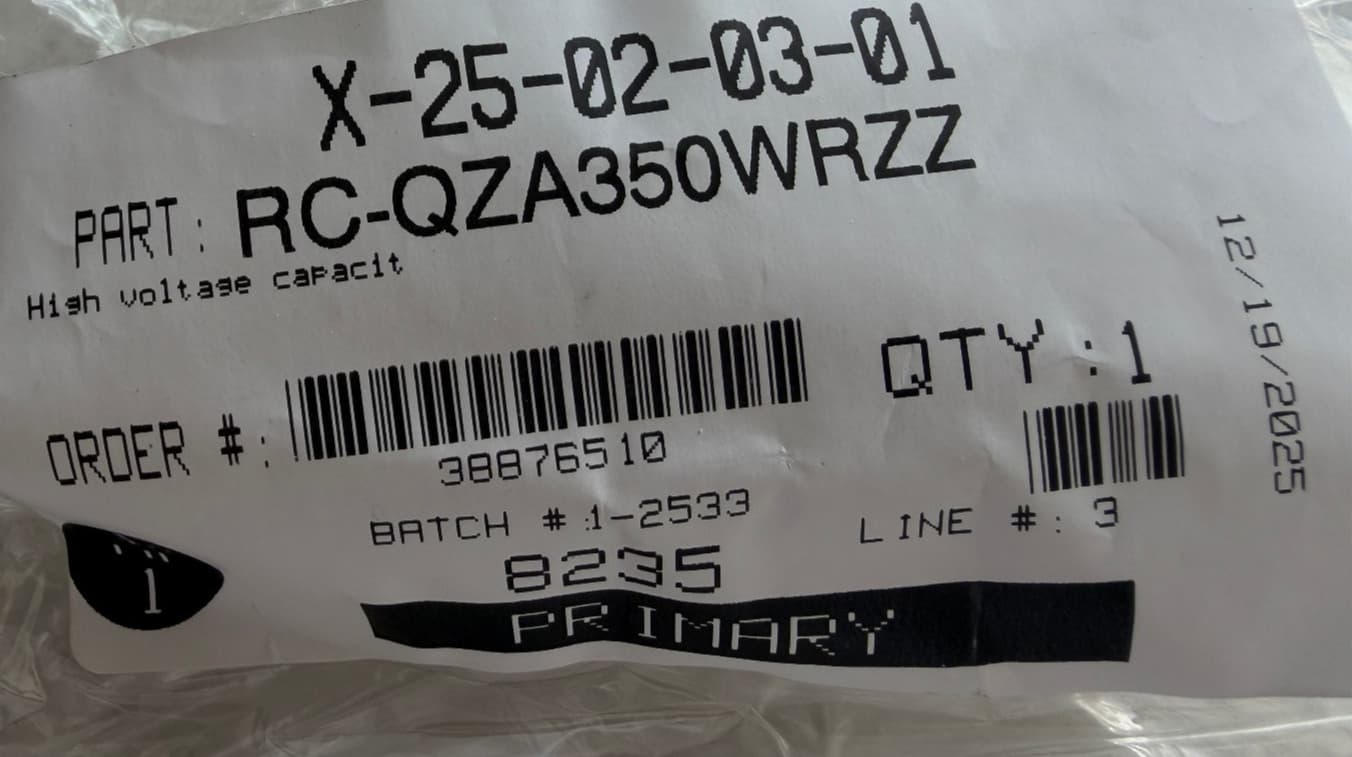 RC-QZA350WRZZ  OEM Sharp High Voltage Capacitor New Genuine — thumbnail 2