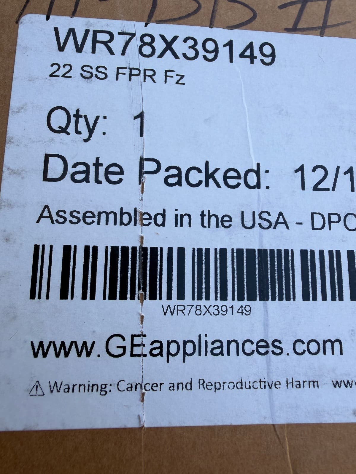WR78X39149 OEM GE Freezer Door Front Panel (Stainless, 22")  New Genuine — thumbnail 3