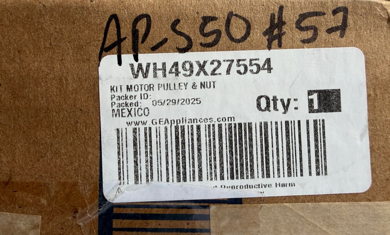WH49X27554 OEM GE Motor Pulley And Nut Kit New Genuine — thumbnail 3