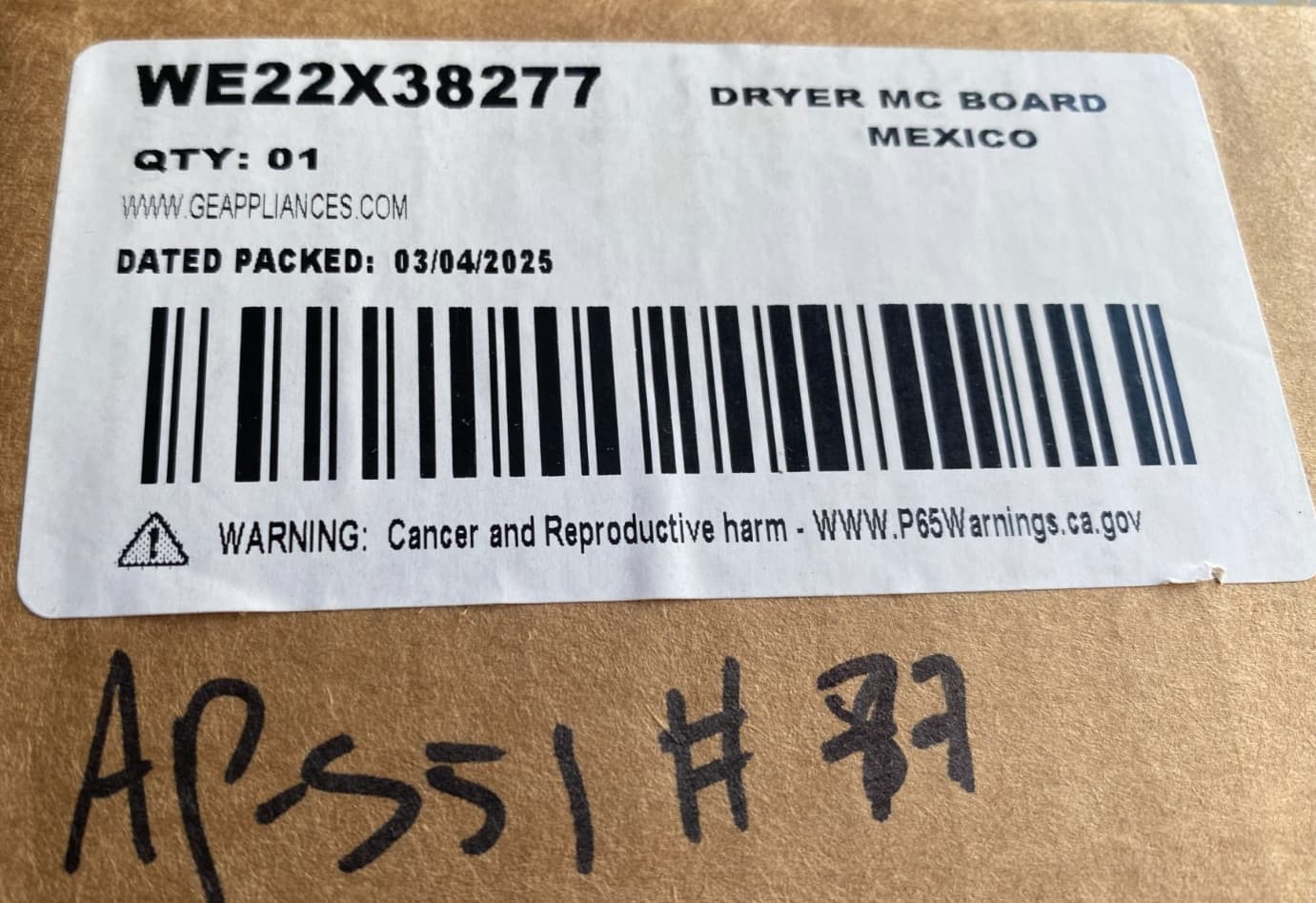 WE22X38277 OEM GE Dryer Control Board and Support New Genuine — thumbnail 5