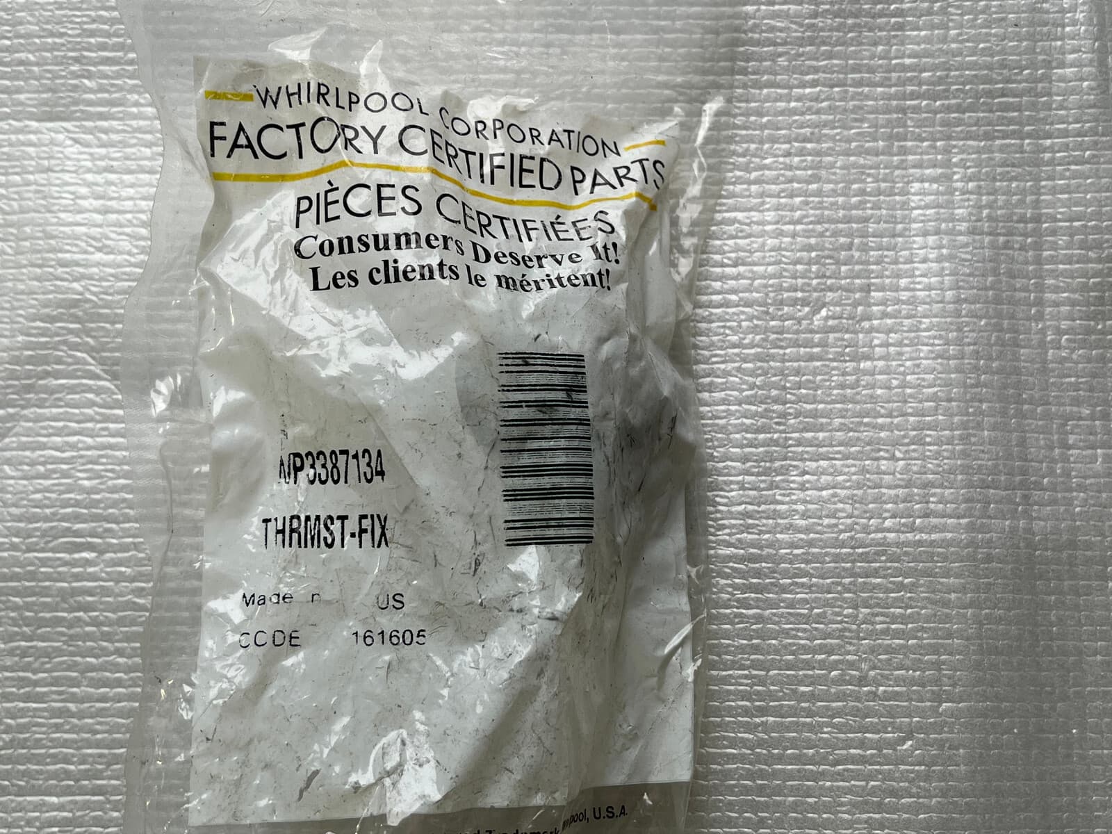 New Genuine Whirlpool  Dryer Operating Thermostat WP3387134 — thumbnail 2