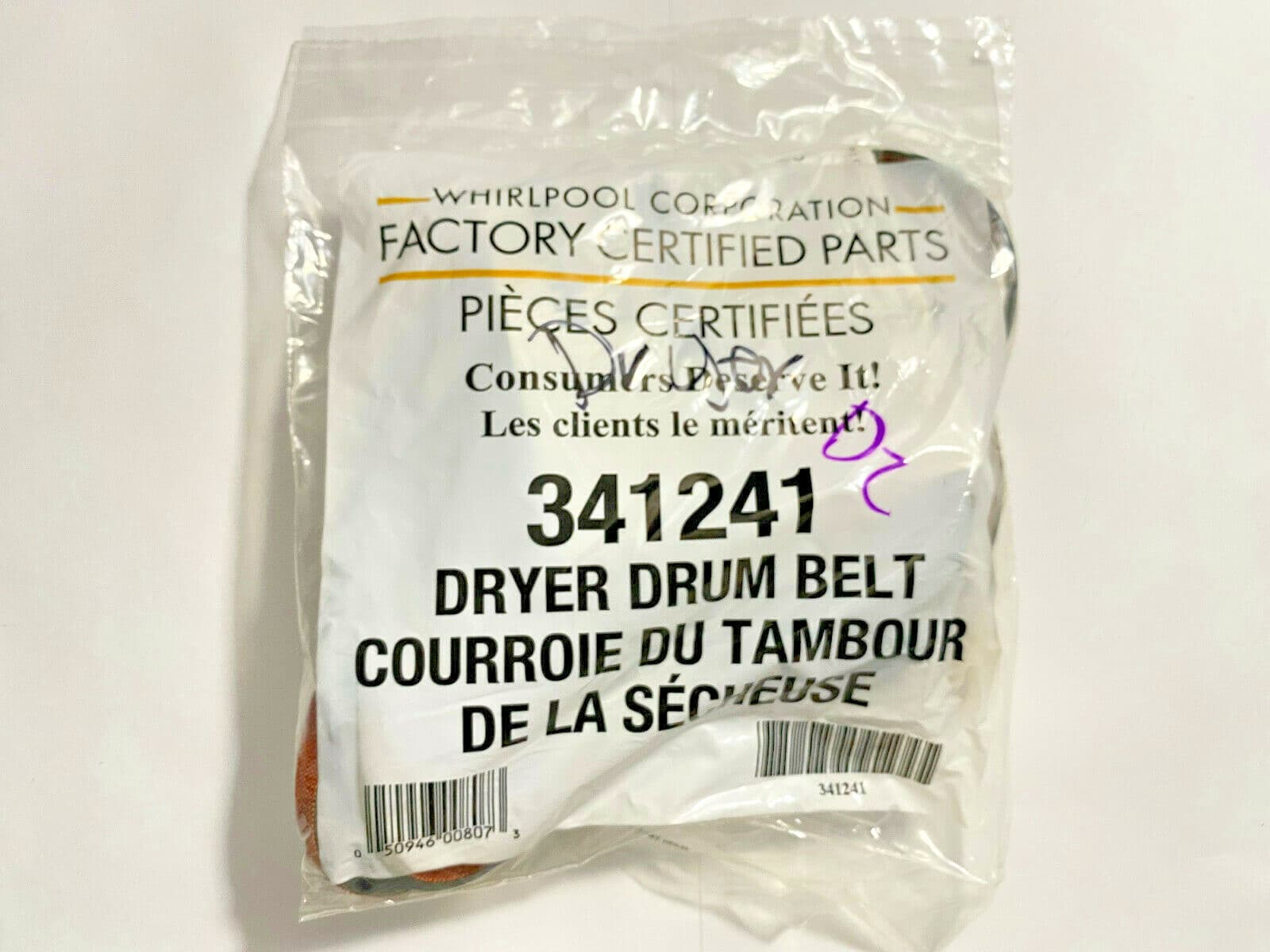 341241  OEM Whirlpool Dryer Drum Belt  (2 Pack) New Genuine — thumbnail 2