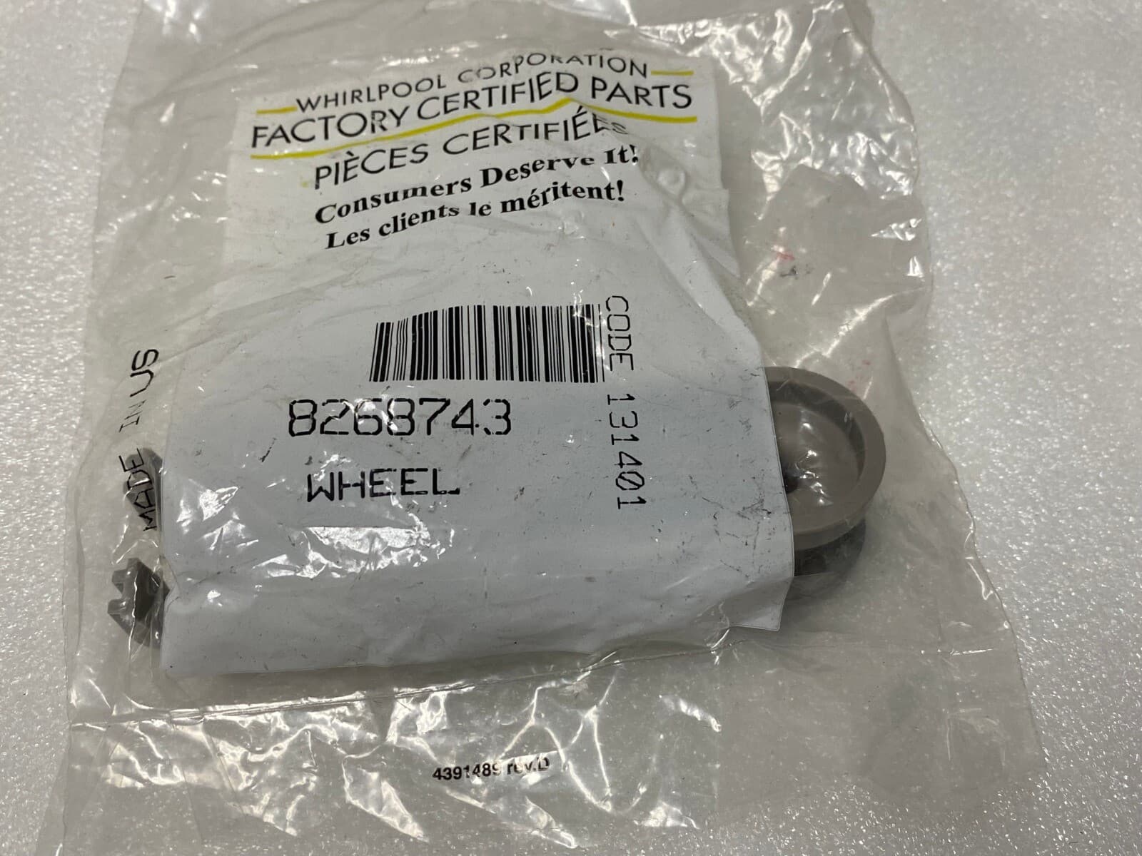 New Genuine OEM Whirlpool Dishwasher Dishrack Roller 8268743 — thumbnail 3