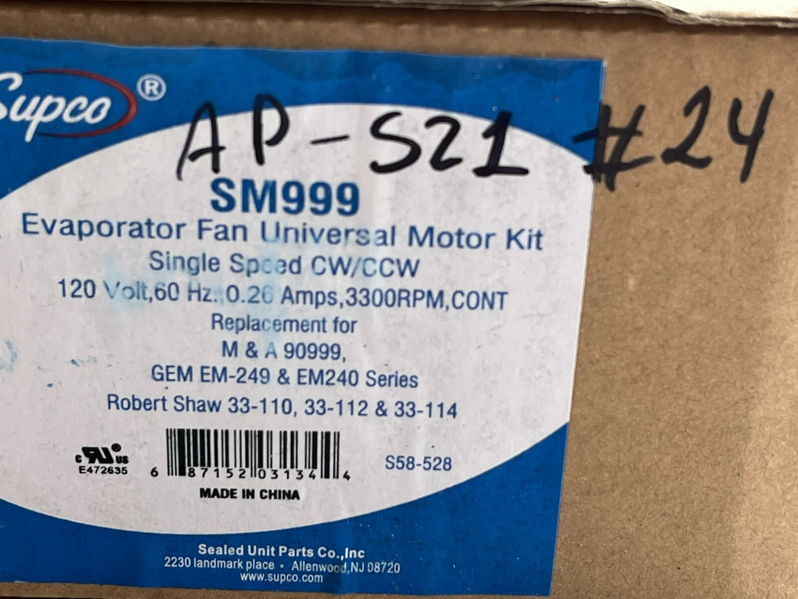 SUPCO Universal Refrigerator  Evaporator Fan Motor Kit SM999 EM999 — thumbnail 6