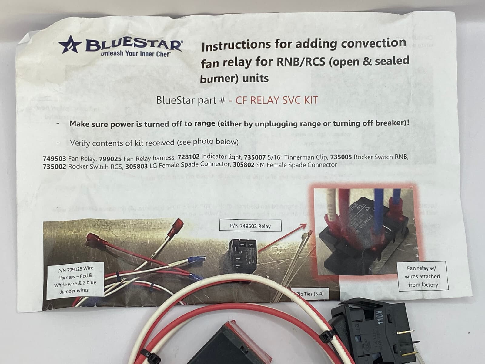 New Genuine BlueStar CF Realy Svc Kit 799025 749503 — thumbnail 2