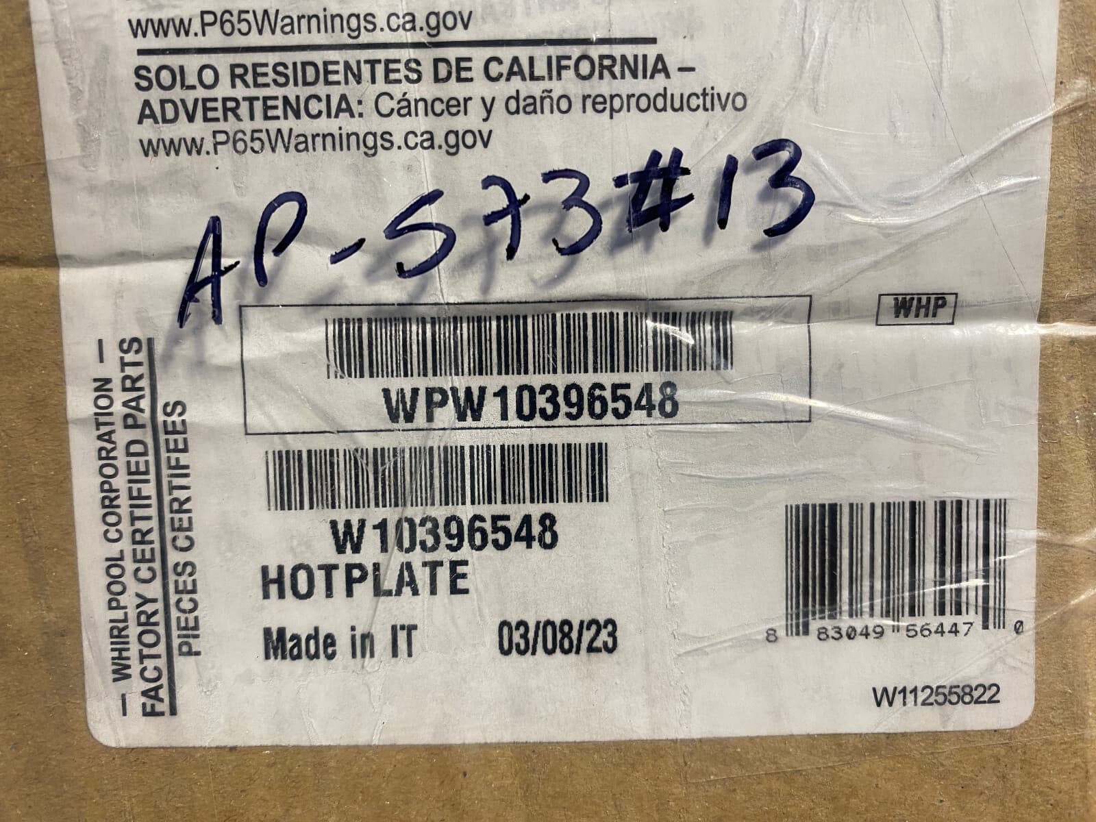 Genuine OEM Whirlpool Range Hotplate Surface Element WPW10396548 W10396548 — thumbnail 3