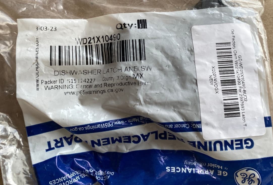 New Genuine OEM GE Dishwasher Door Latch ADT521PGF0BS WD21X10490 — thumbnail 5