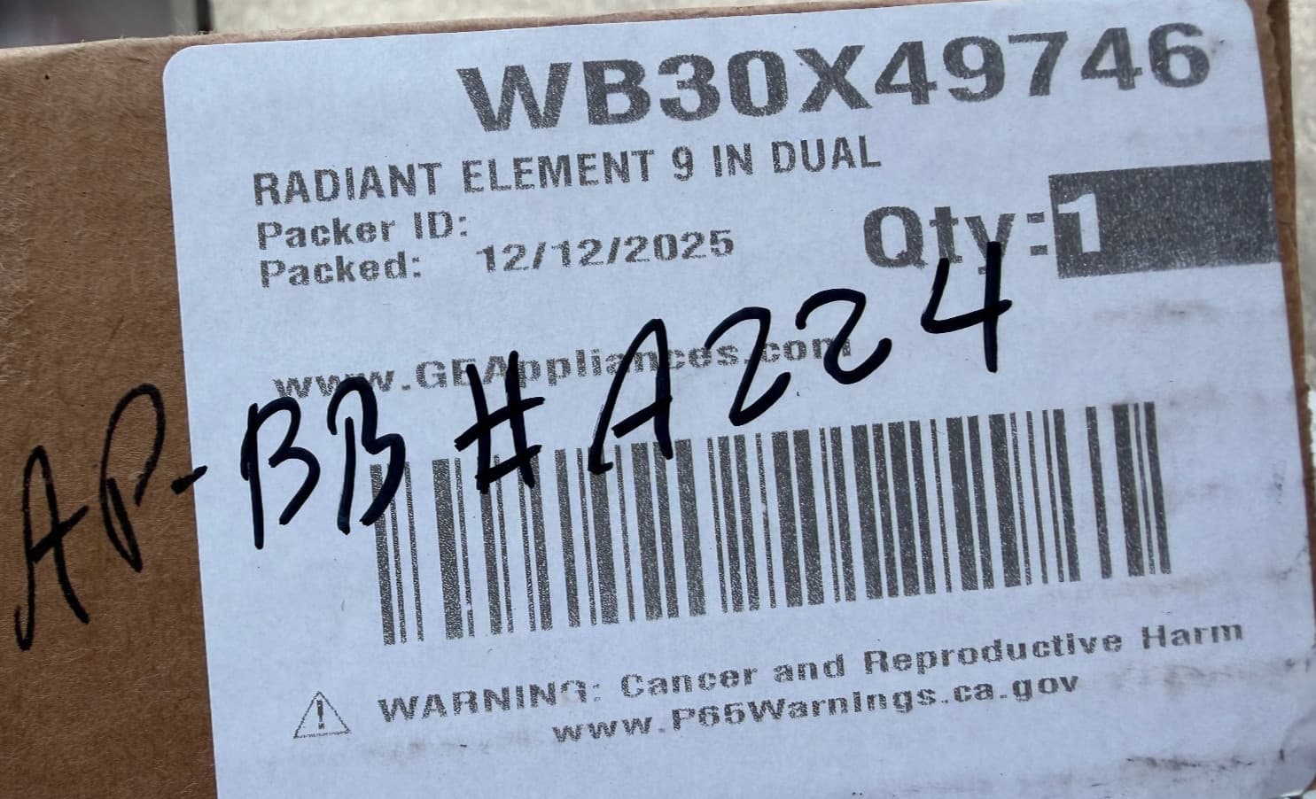 WB30X49746 OEM GE Range Radiant Element 9 In Dual New Genuine — thumbnail 5