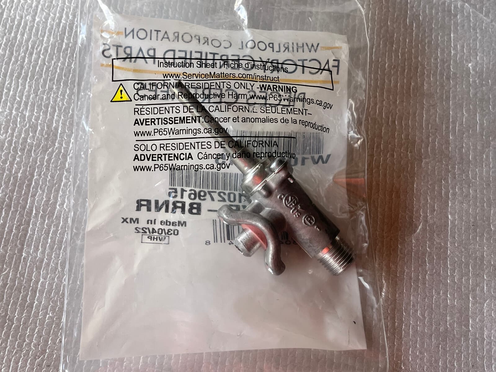 New Genuine Whirlpool  Range Surface Burner Valve WPW10279615