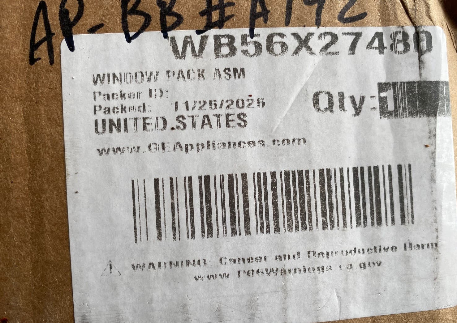 WB56X27480 OEM GE  Oven Door Inner Glass Window  New Genuine — thumbnail 4