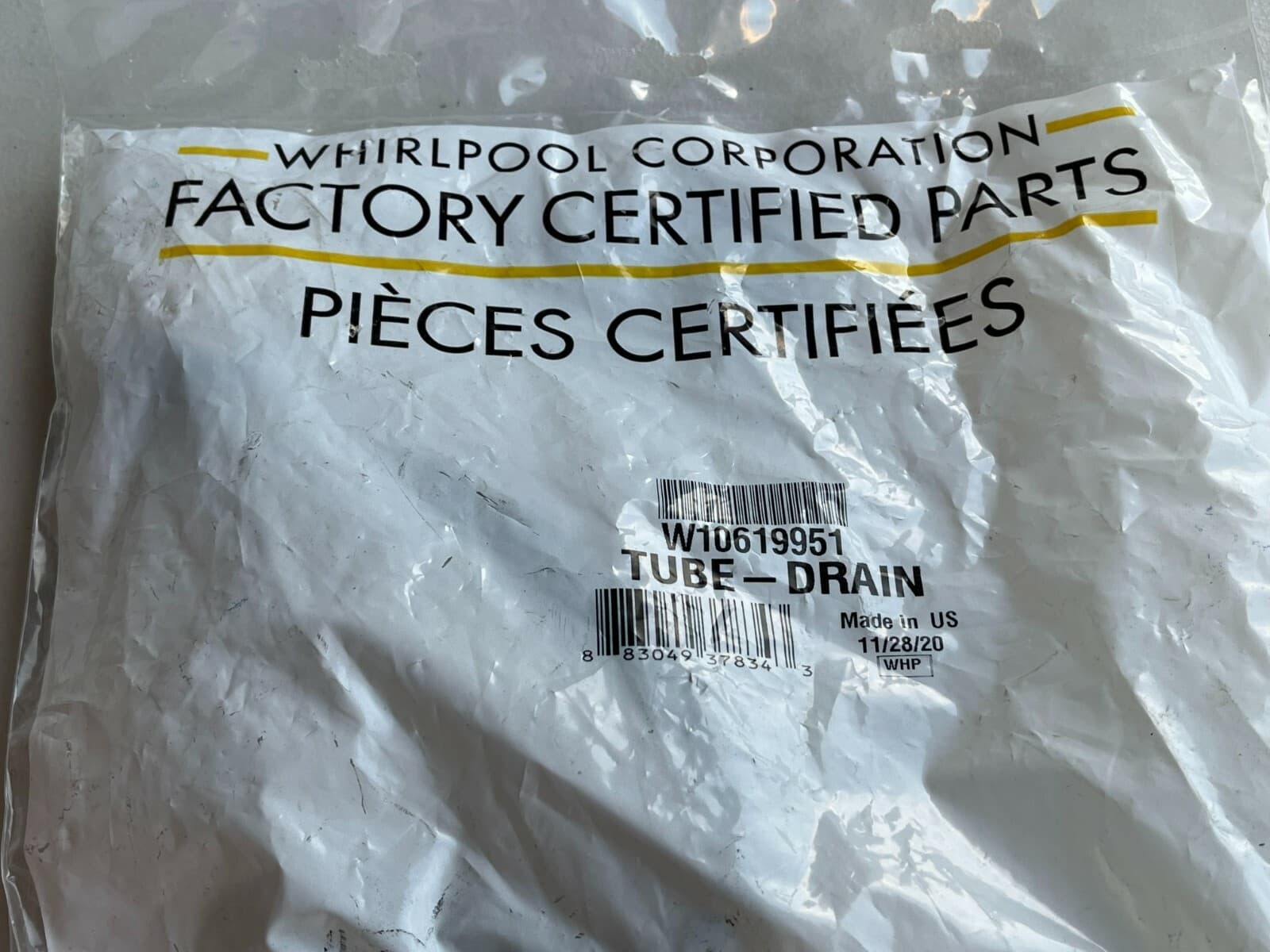 NEW Genuine Whirlpool Refrigerator Drain Tube KBFS25EVMS W10619951 — thumbnail 7