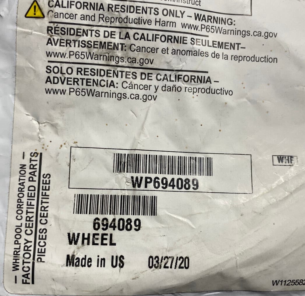 WP694089 OEM  Whirlpool Dryer Blower Wheel  New Genuine — thumbnail 9