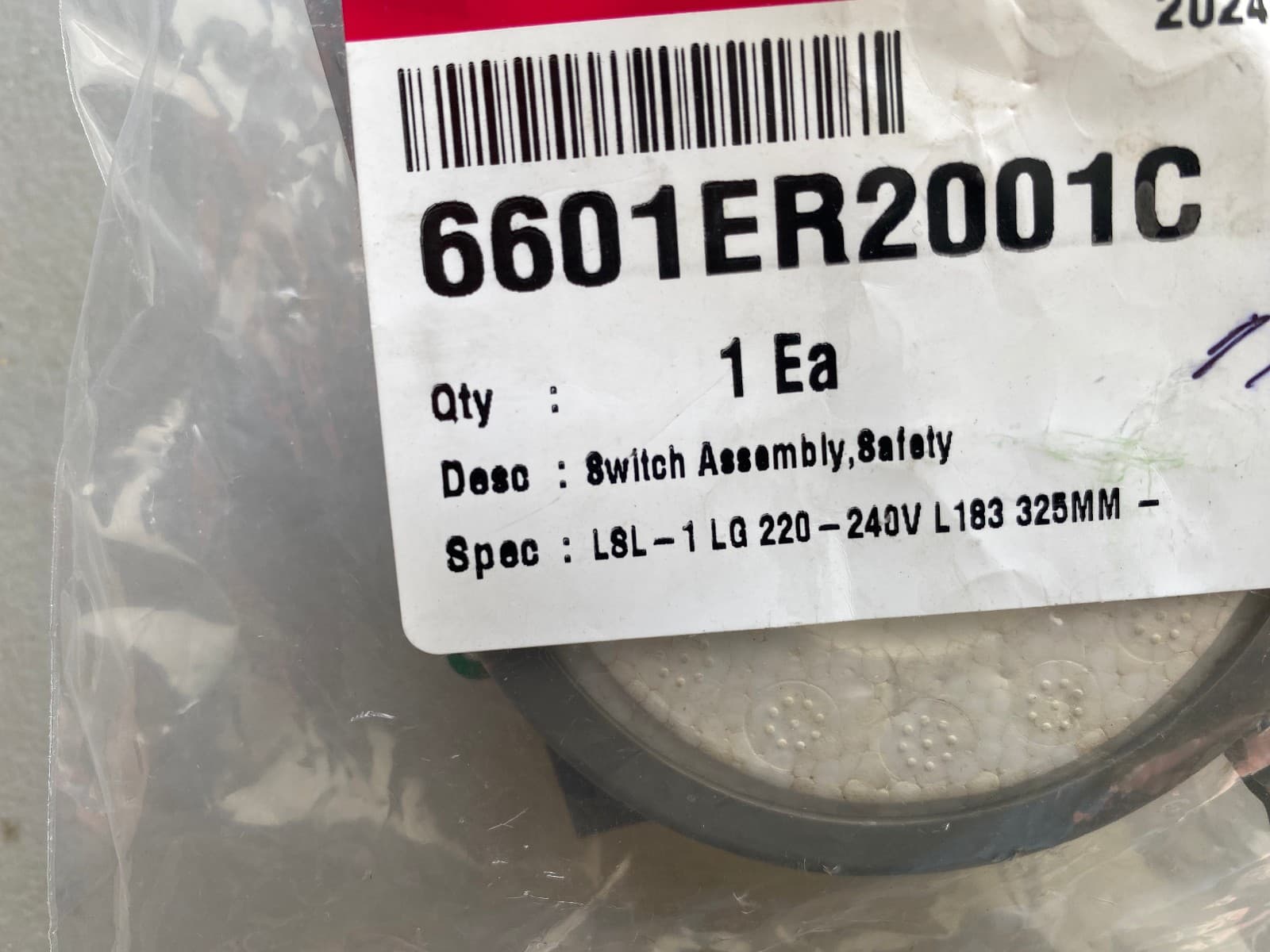 6601ER2001C LG Dishwasher Safety Switch Assembly New Genuine — thumbnail 3