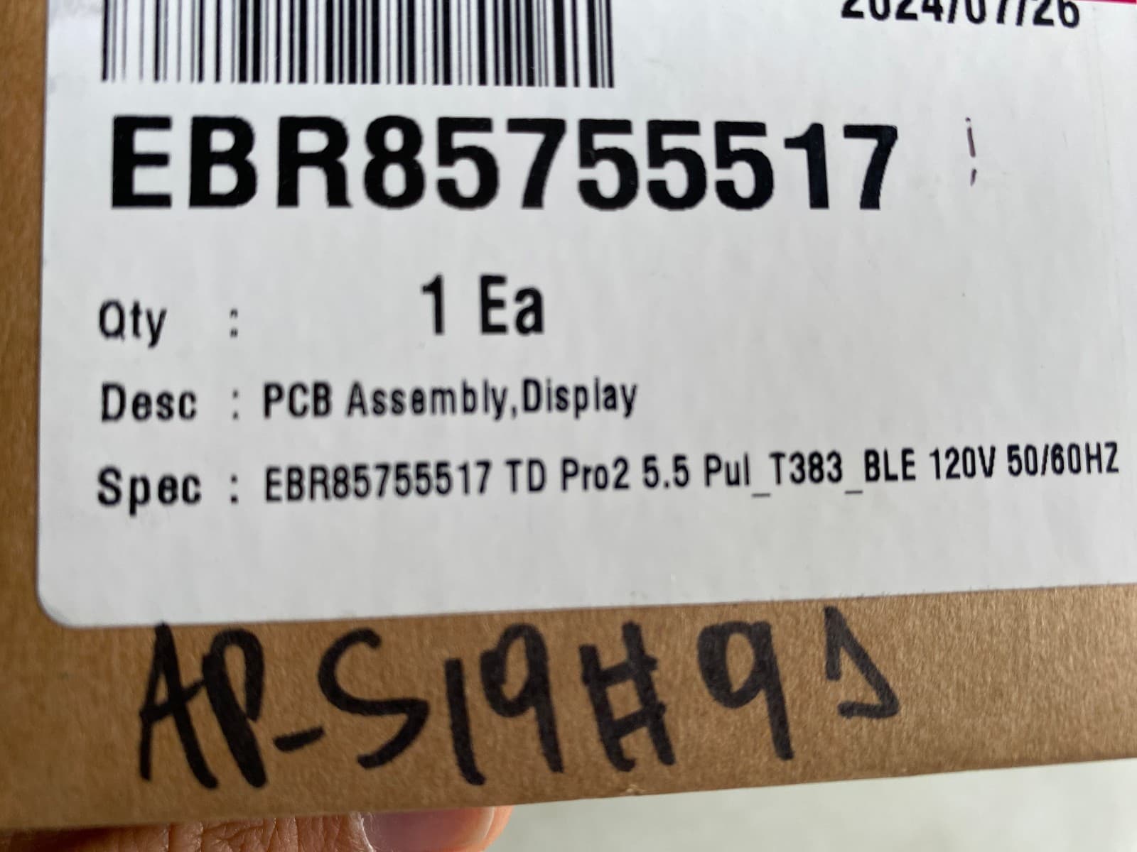 EBR85755517 LG OEM Washer Display Control Board  New Genuine — thumbnail 4