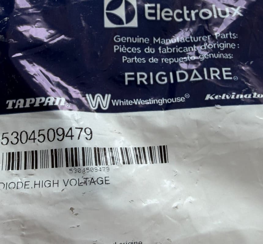 5304509479 OEM Frigidaire Microwave Diode High-Voltage New Genuine — thumbnail 2