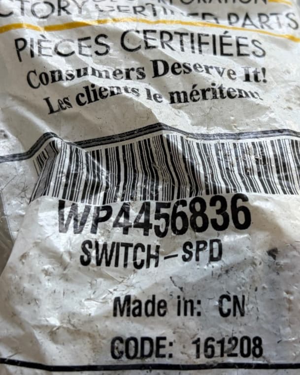 WP4456836 OEM Whirlpool Range Blower Speed Switch (Selector) New Genuine — thumbnail 2