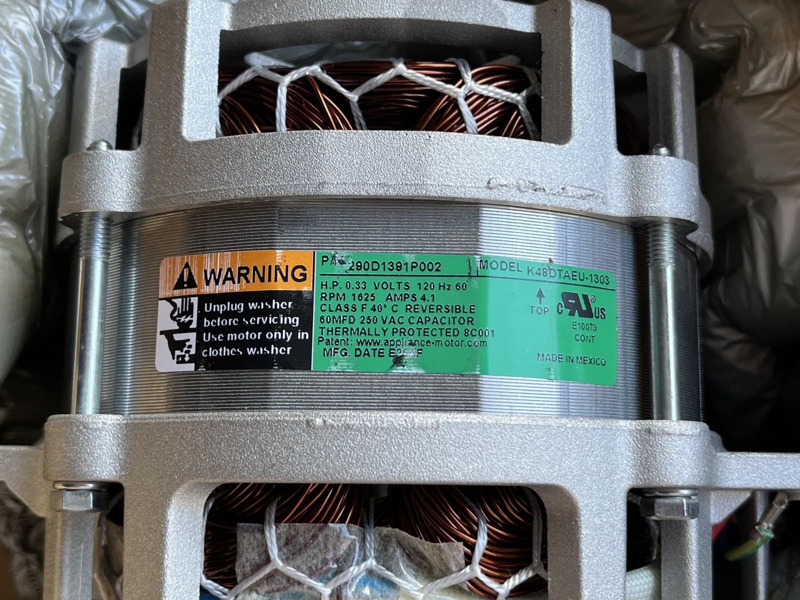 WH03X29559  OEM GE Washer  1/3 Hp Motor & Nut New Genuine — thumbnail 2