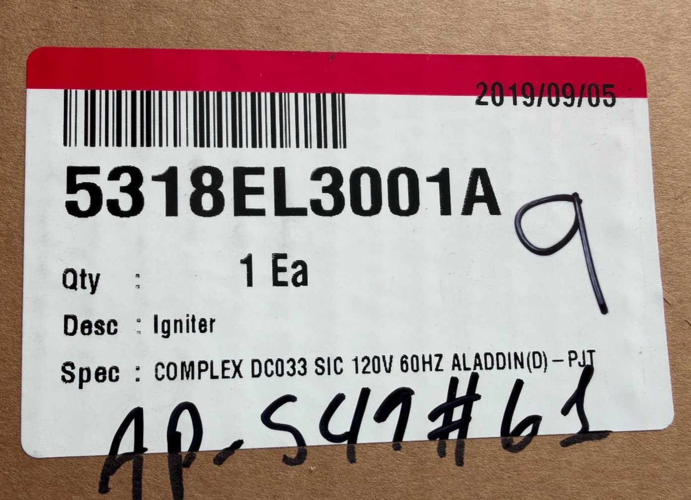 5318EL3001A  OEM LG Dryer Igniter New Genuine — thumbnail 6