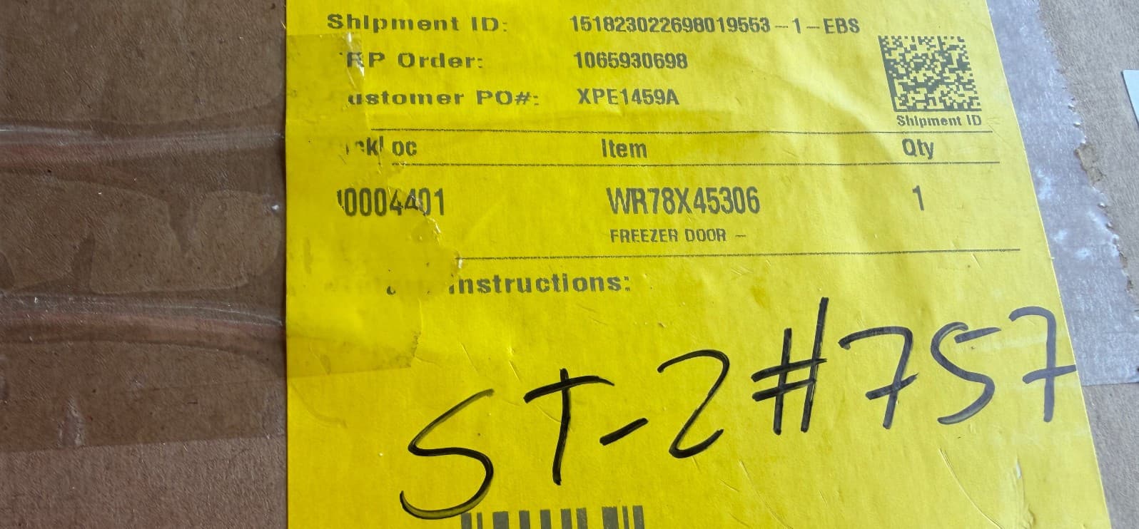 WR78X45306 OEM GE Freezer Door - Fpr Stainless Steel New Genuine — thumbnail 5