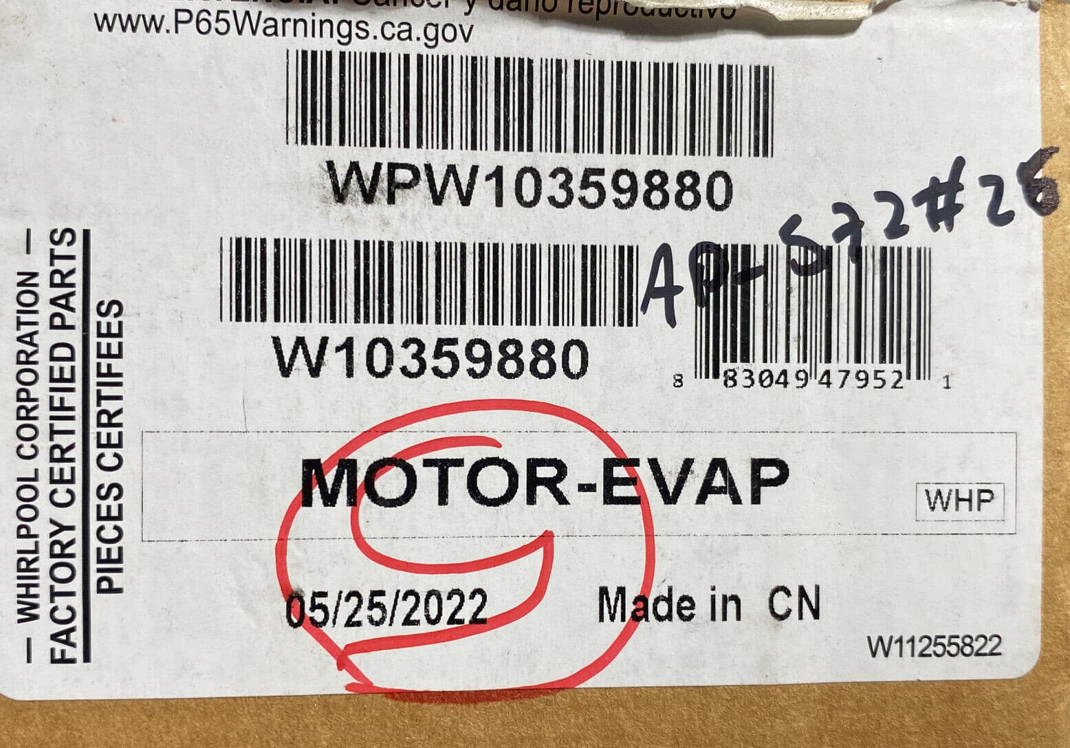 New Genuine OEM Whirlpool Refrigerator Evaporator Fan Motor WPW10359880 — thumbnail 5
