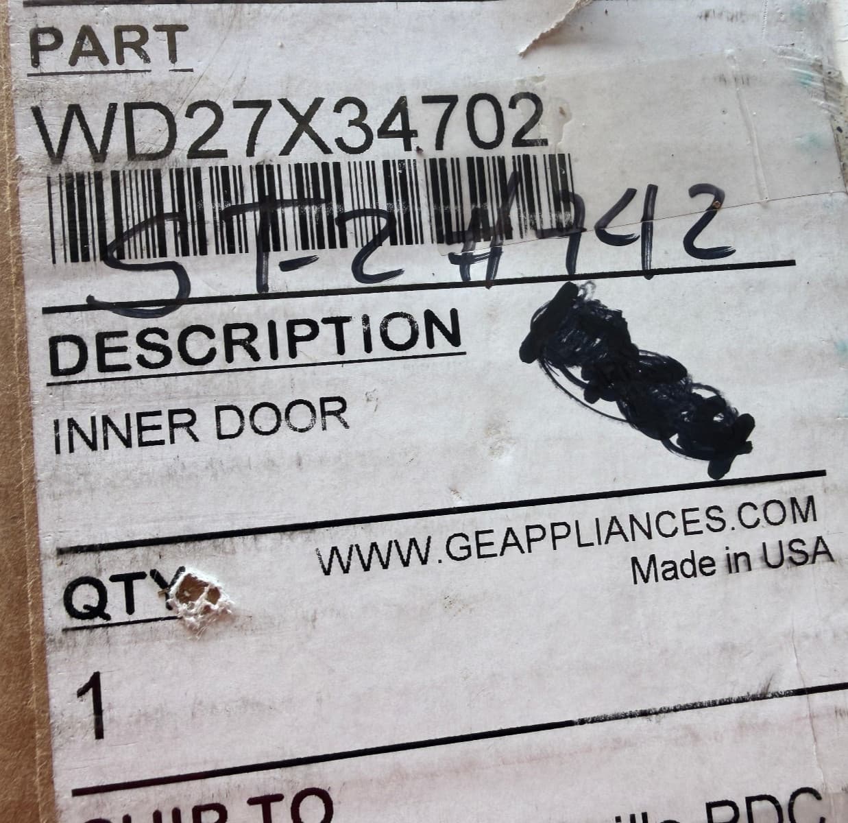 WD27X34702 OEM GE Dishwasher Inner Door  New Genuine — thumbnail 4