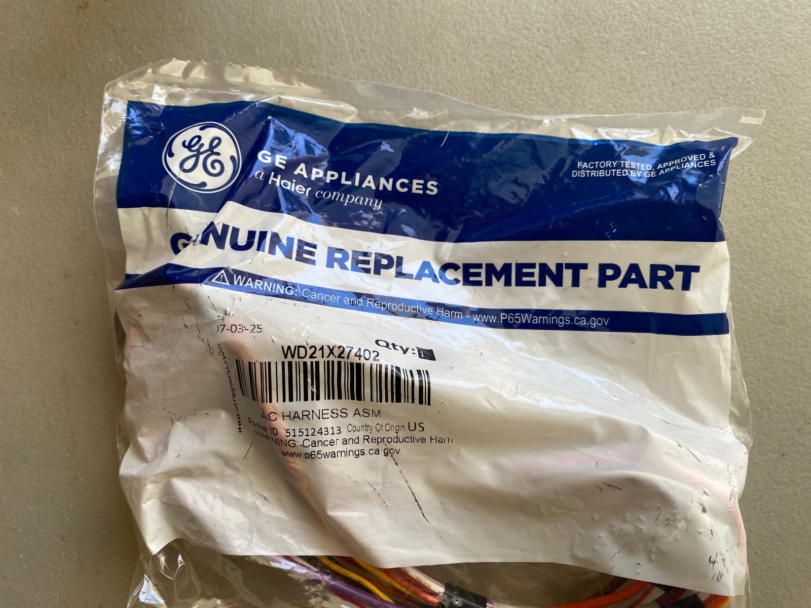 WD21X27402  OEM GE Dishwasher Wire Harness  New Genuine — thumbnail 3