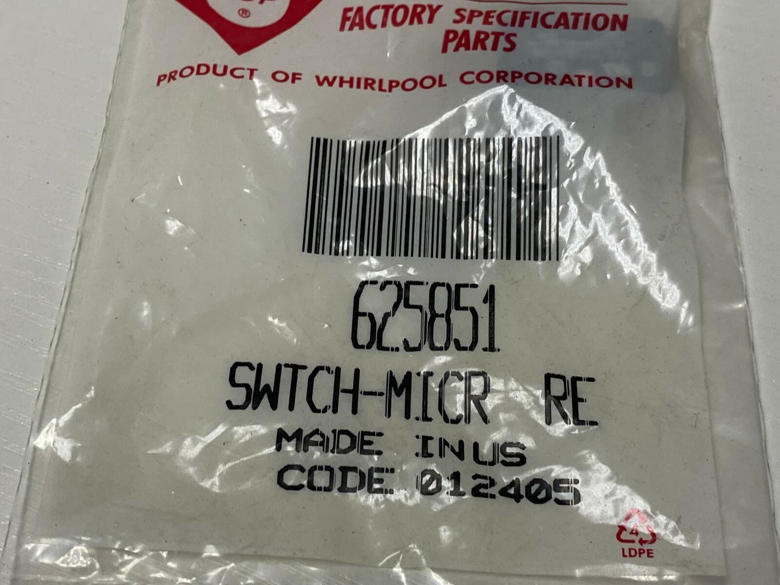 New Genuine OEM Whirlpool Refrigerator Micro Switch  625851 — thumbnail 4