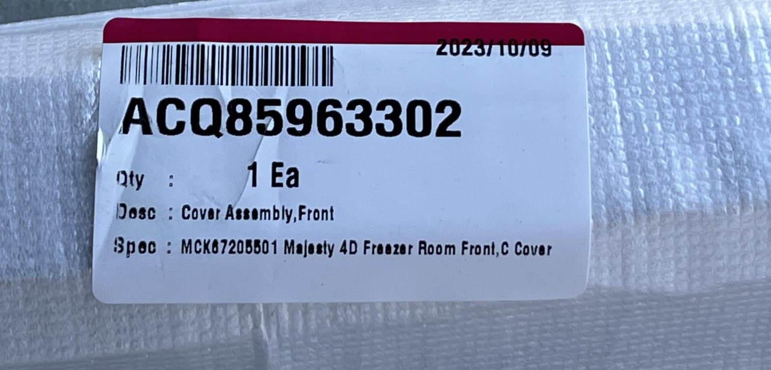 New Genuine OEM LG Freezer Front Cover LRMVS2806S/01 ACQ85963302 — thumbnail 4