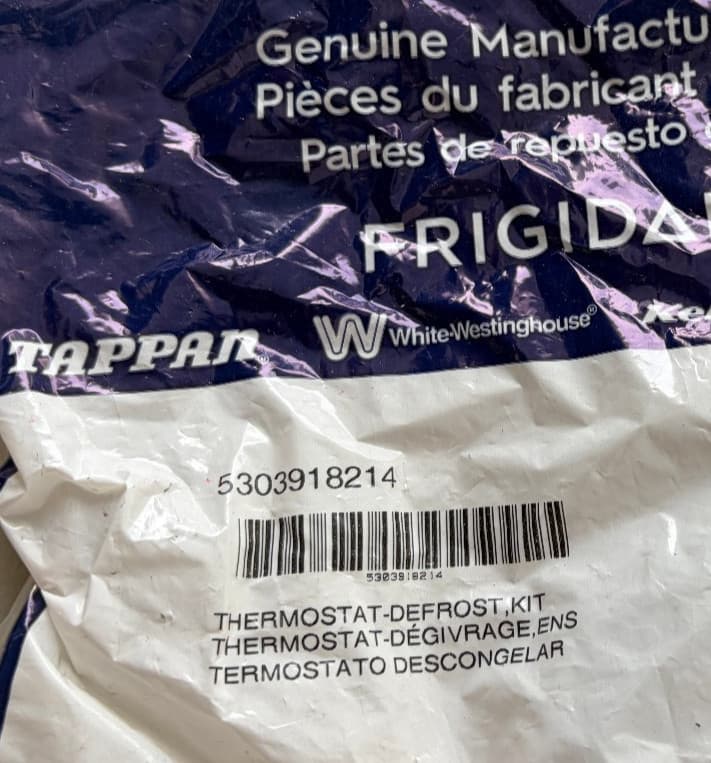 5303918214  OEM Frigidaire Refrigerator Defrost Thermostat Kit New Genuine — thumbnail 2