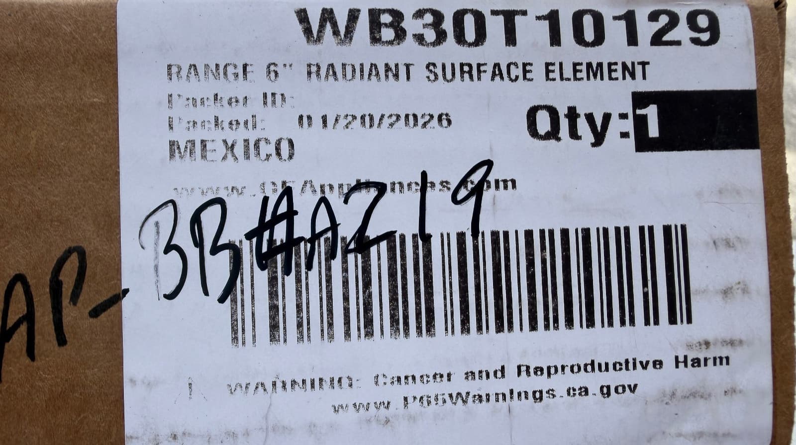 WB30T10129 OEM GE Cooktop 6 Inch Radiant Element  New Genuine — thumbnail 3