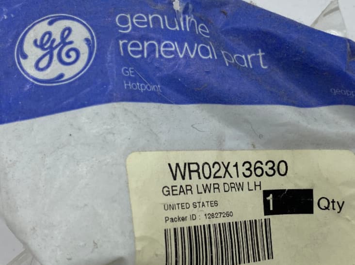 New Genuine OEM GE Refrigerator Lower Drawer Glide Gear (Left) WR02X13630 — thumbnail 3