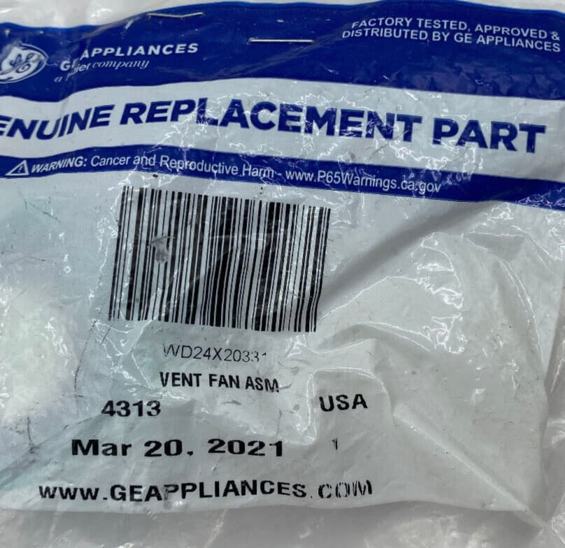 New Genuine OEM GE Dishwasher Door Vent Blower Motor Assembly WD24X20331 — thumbnail 3