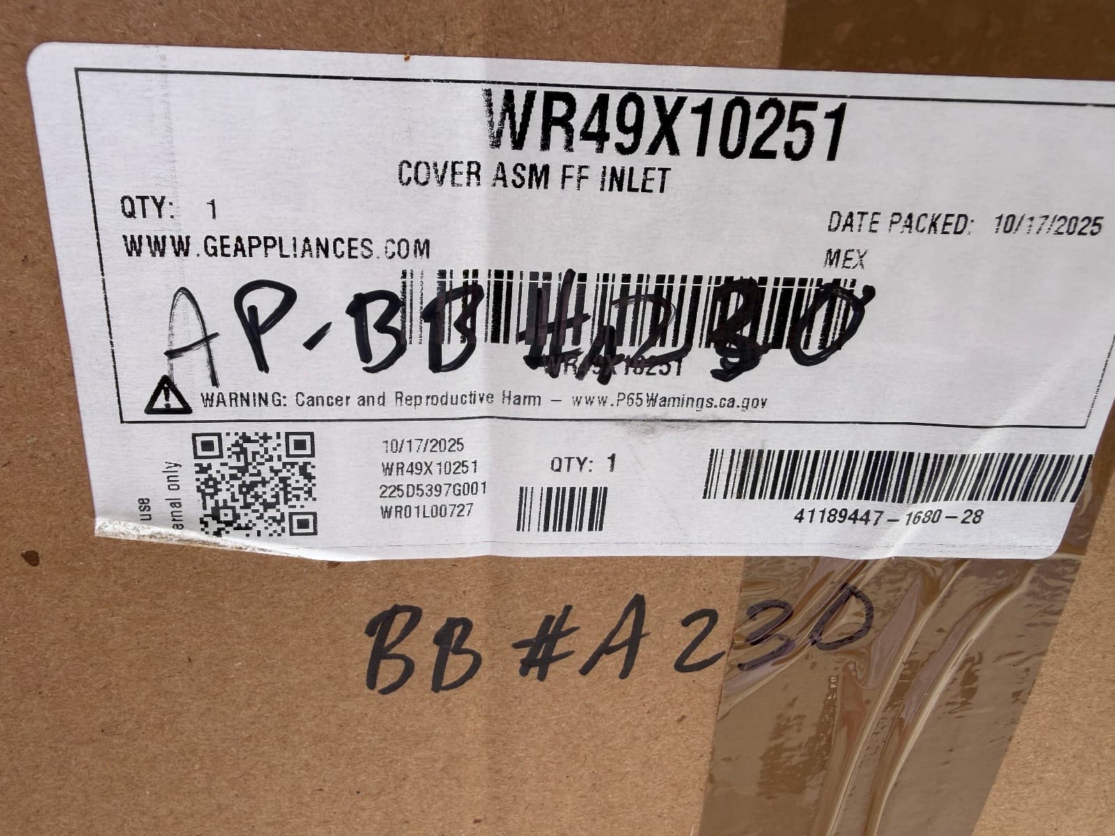 WR49X10251 OEM GE Refrigerator Air Inlet Cover Assembly New Genuine — thumbnail 5