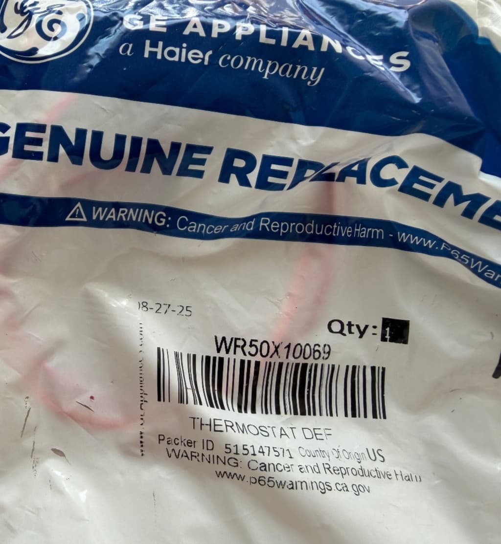 WR50X10069 OEM GE Refrigerator Defrost Thermostat  New Genuine — thumbnail 3