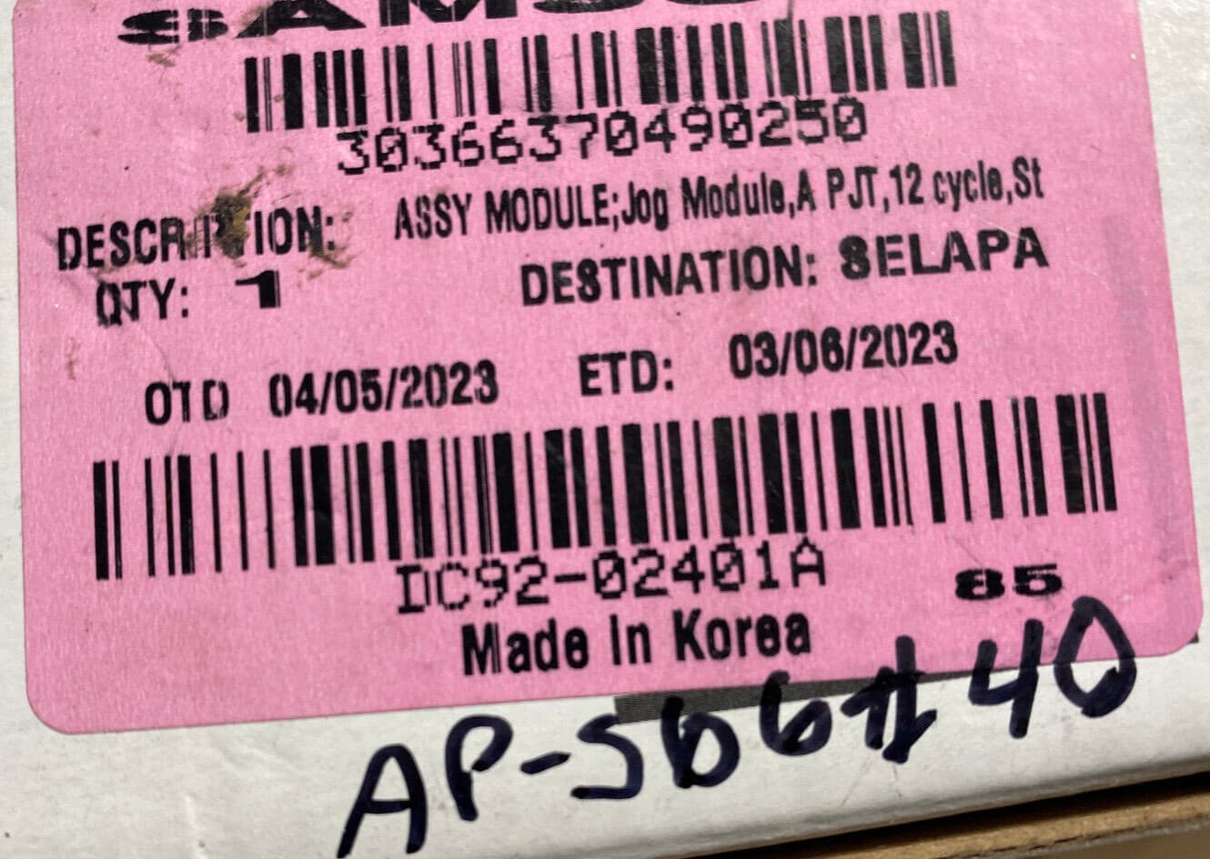 New Genuine OEM Samsung Dryer Assy Module; Jog Module,A PJT,12 Cycle DC92-02401A — thumbnail 4