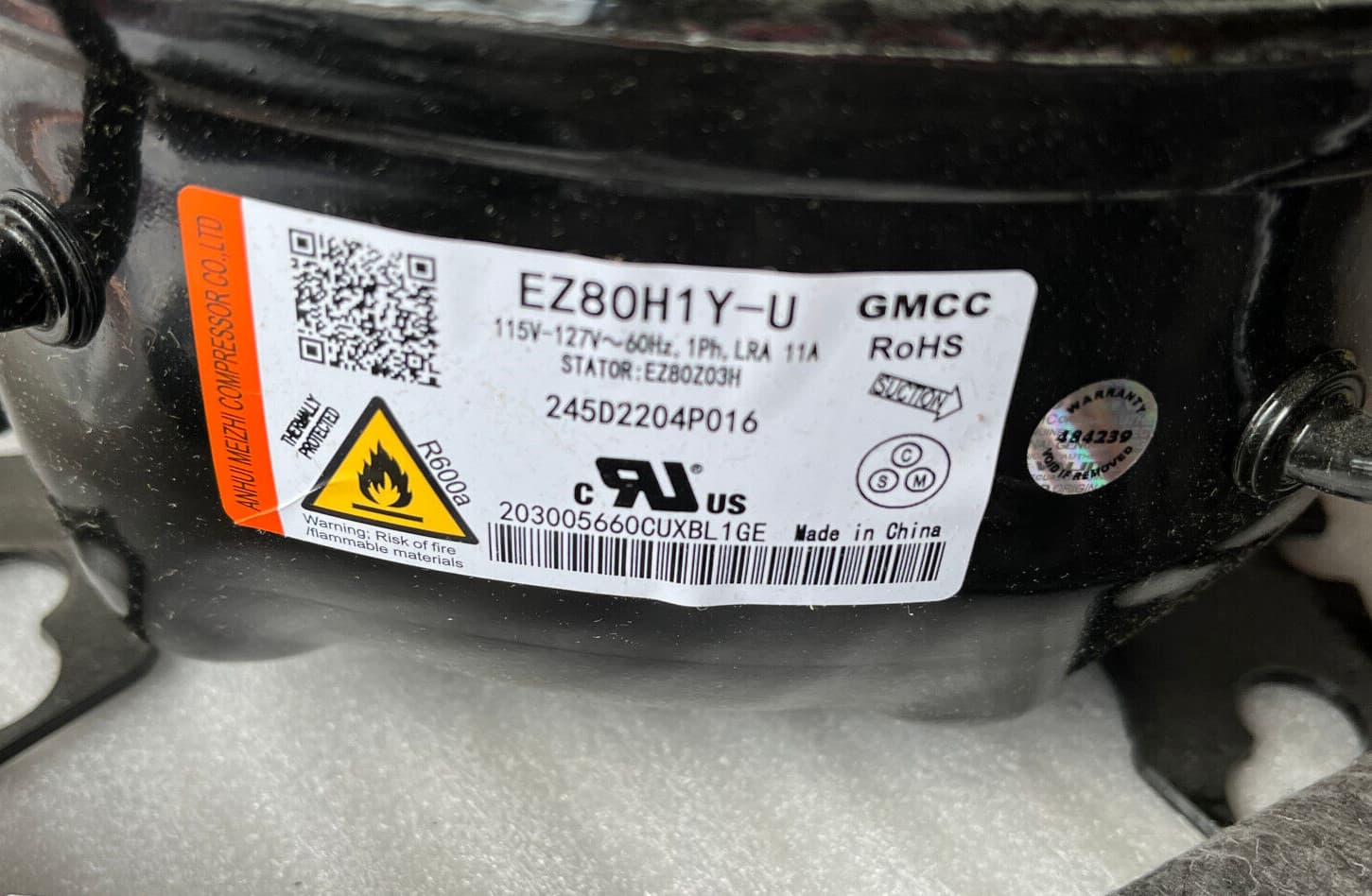 WR87X41607  OEM GE Refrigerator  Compressor Meizhi Kit  EZ80H1Y-U New Genuine — thumbnail 4